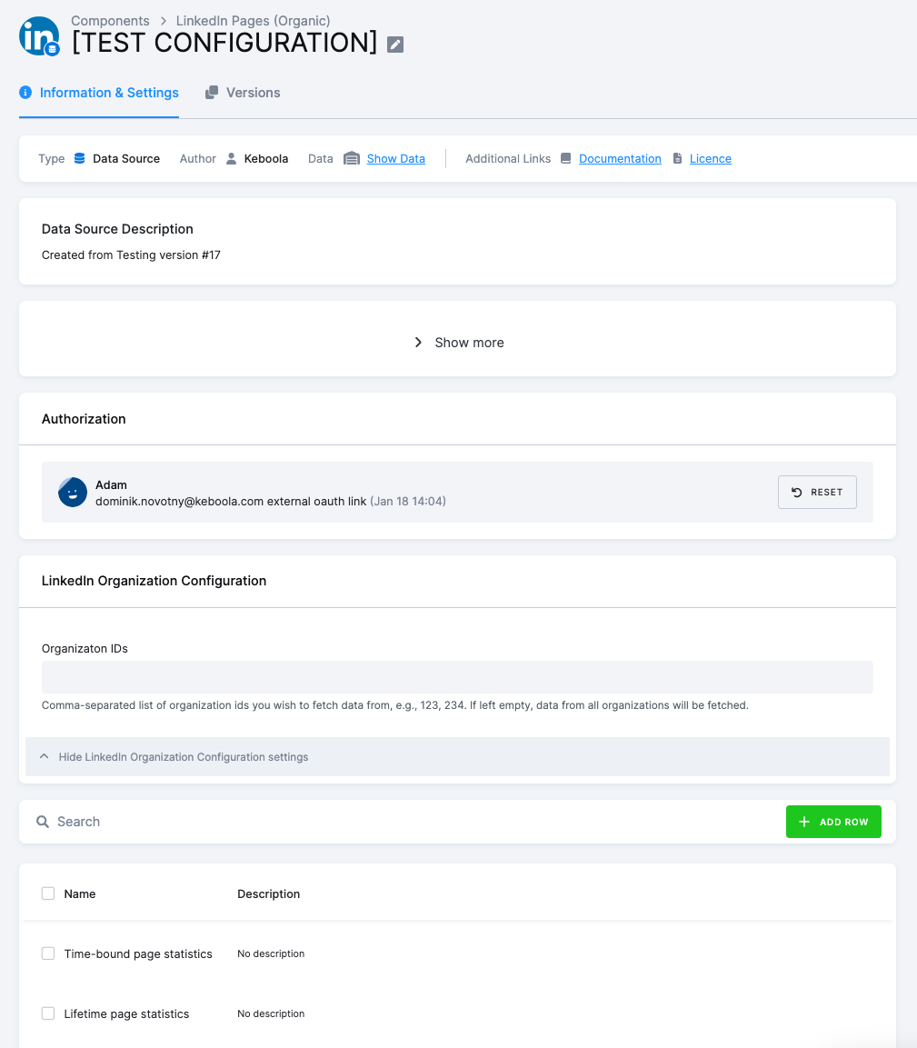 LinkedIn Pages - Global Configuration