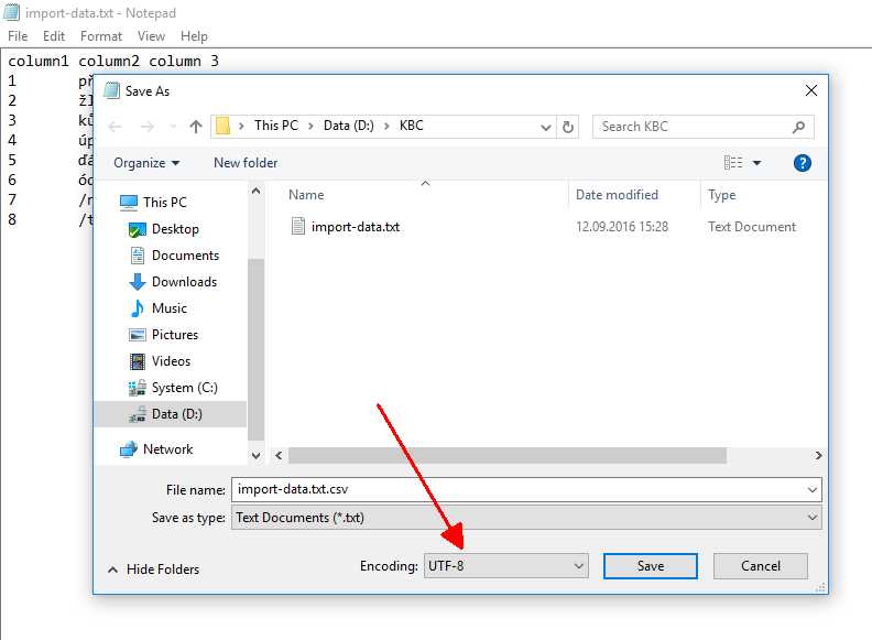 Screenshot -- Excel Export - Notepad Convert