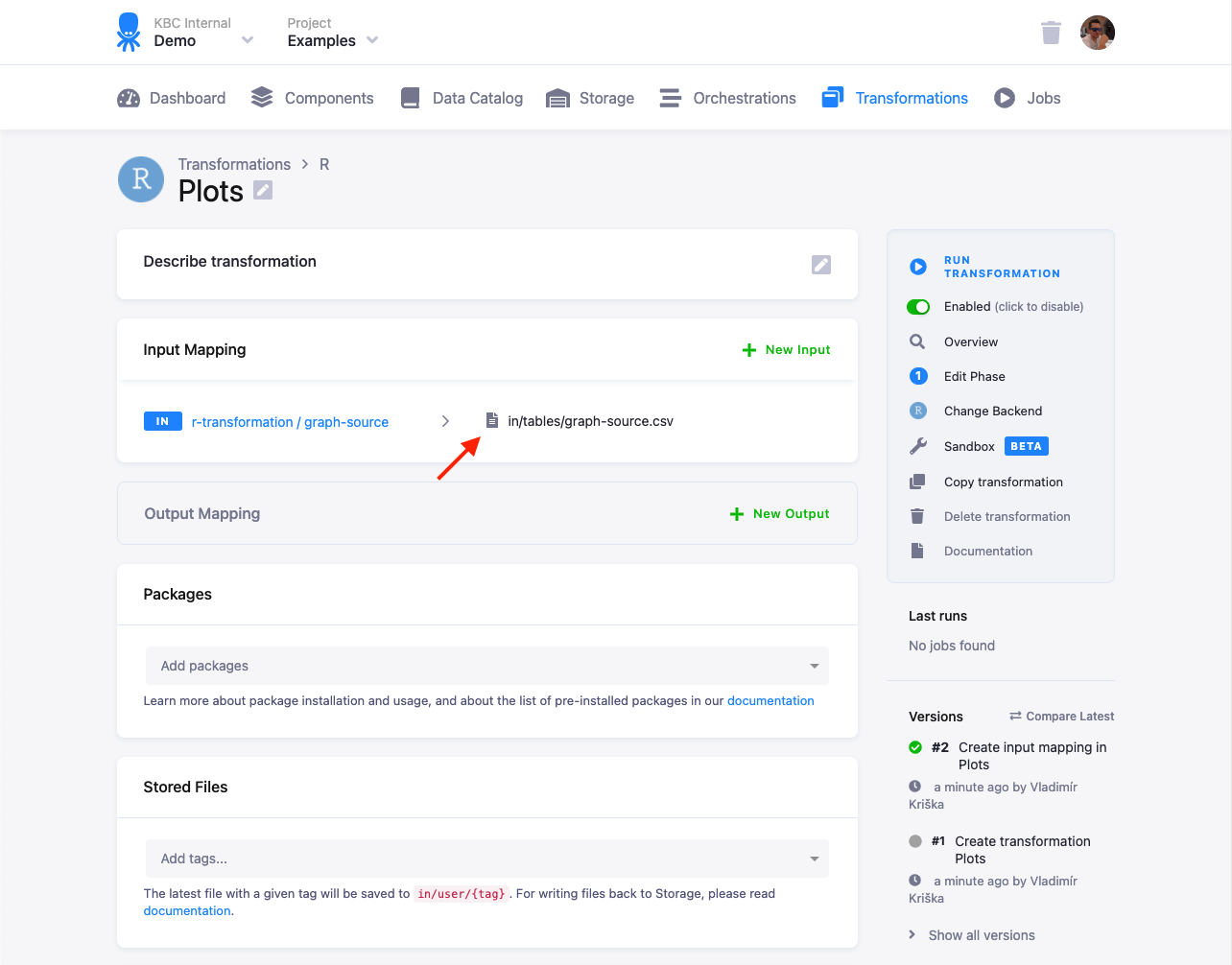 Screenshot - Configure transformations